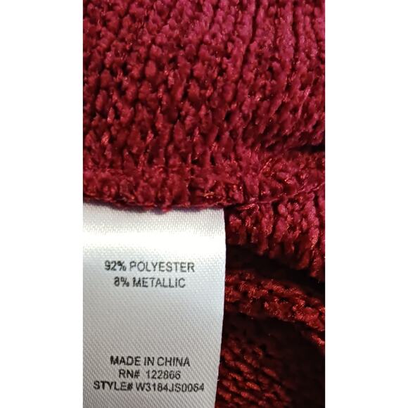 Chenault Womens Red Ribbed Metallic Sparkle Chenille Sweater Size 2X - Picture 9 of 9